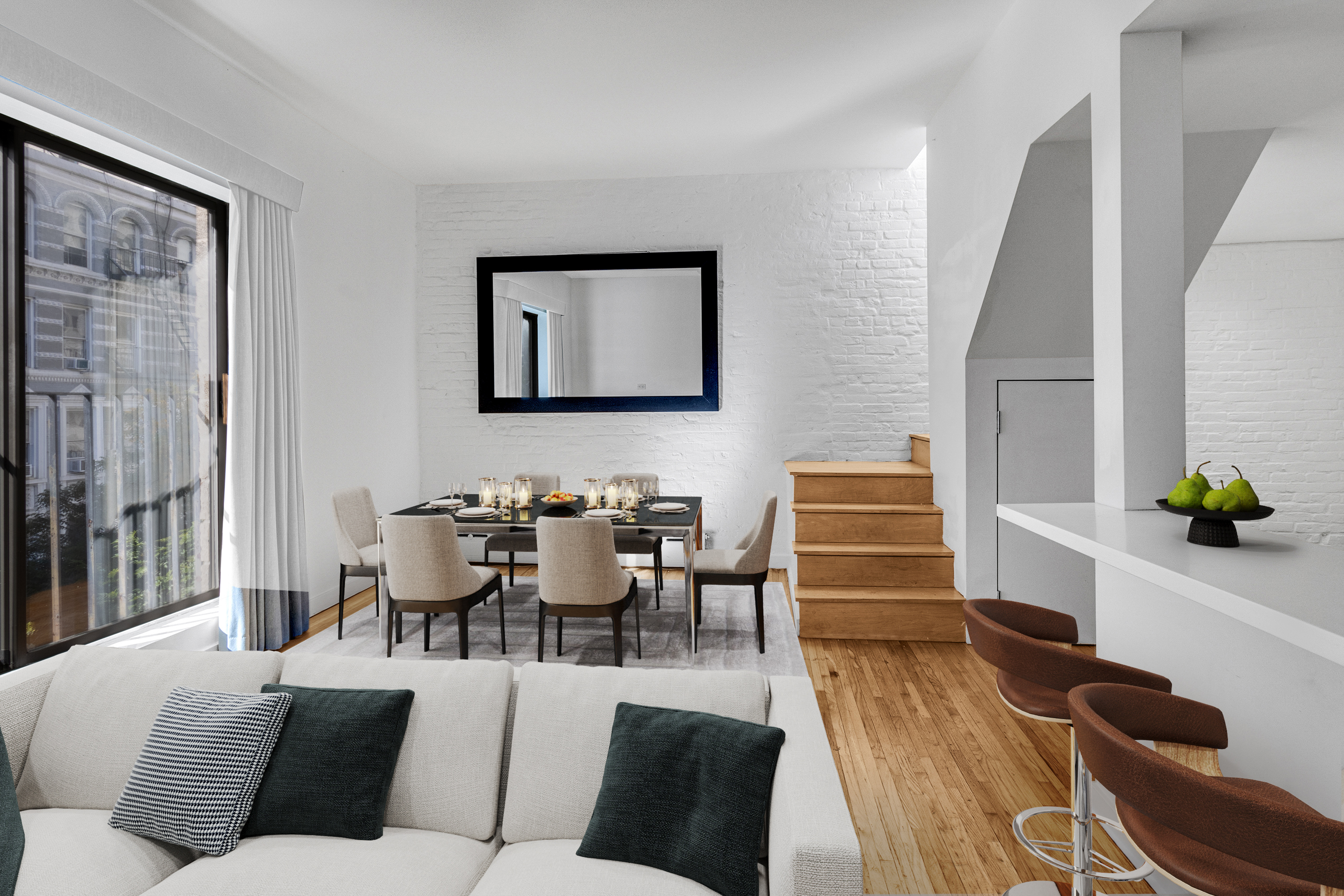 207 East 21st Street, Unit 6B Manhattan, NY 10010 - Photo 3 of 11 a living room with furniture wooden floor and a large window