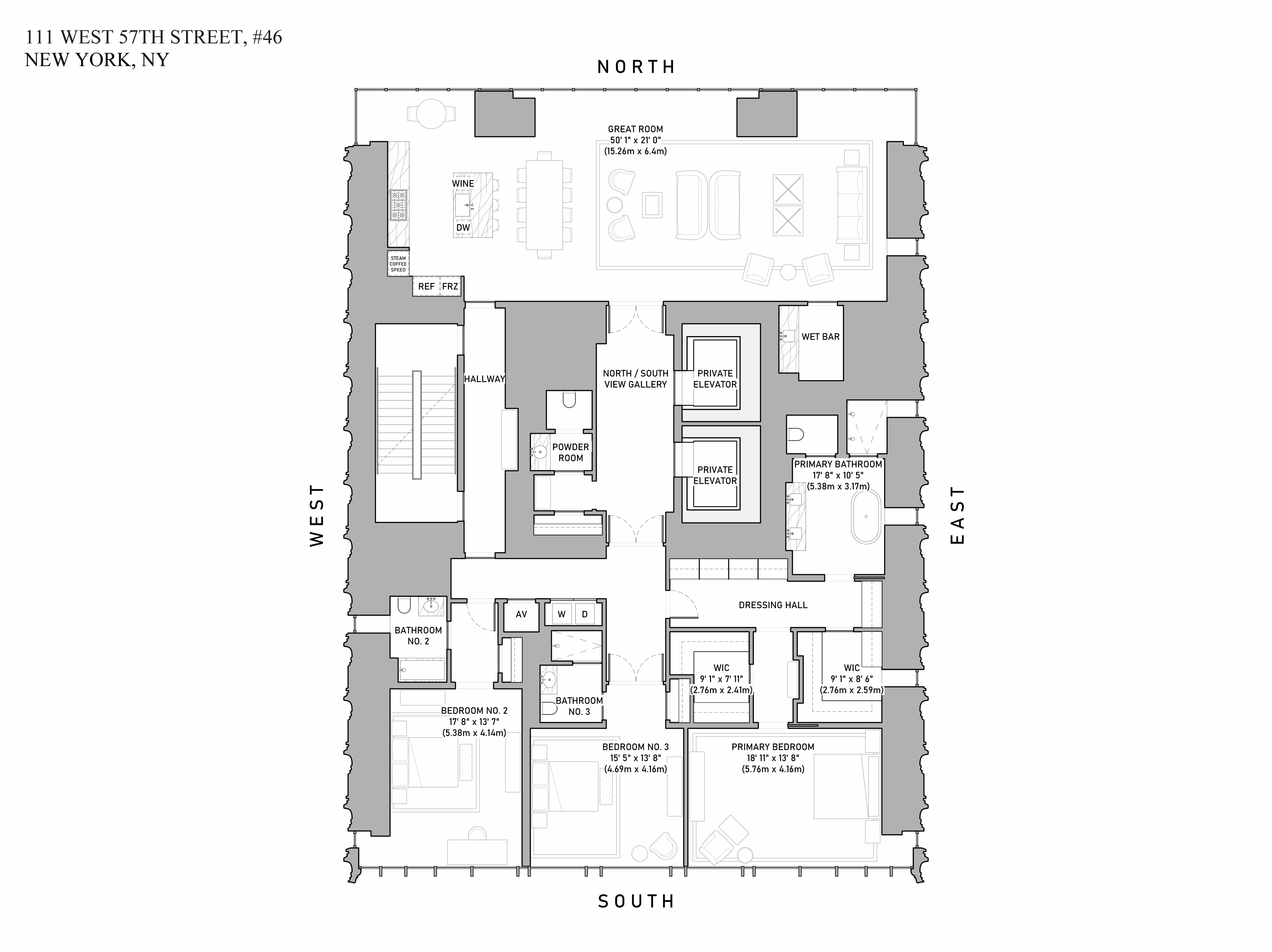 111 West 57th Street, Unit 46 Manhattan, NY 10019 - Photo 14 of 14 a picture of a floor plan