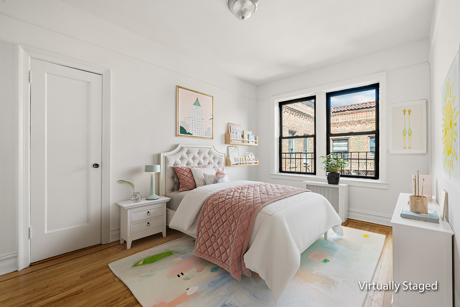 83-10 35th Avenue, Unit 6C Queens, NY 11372 - Photo 6 of 13 a bedroom with a bed and large windows