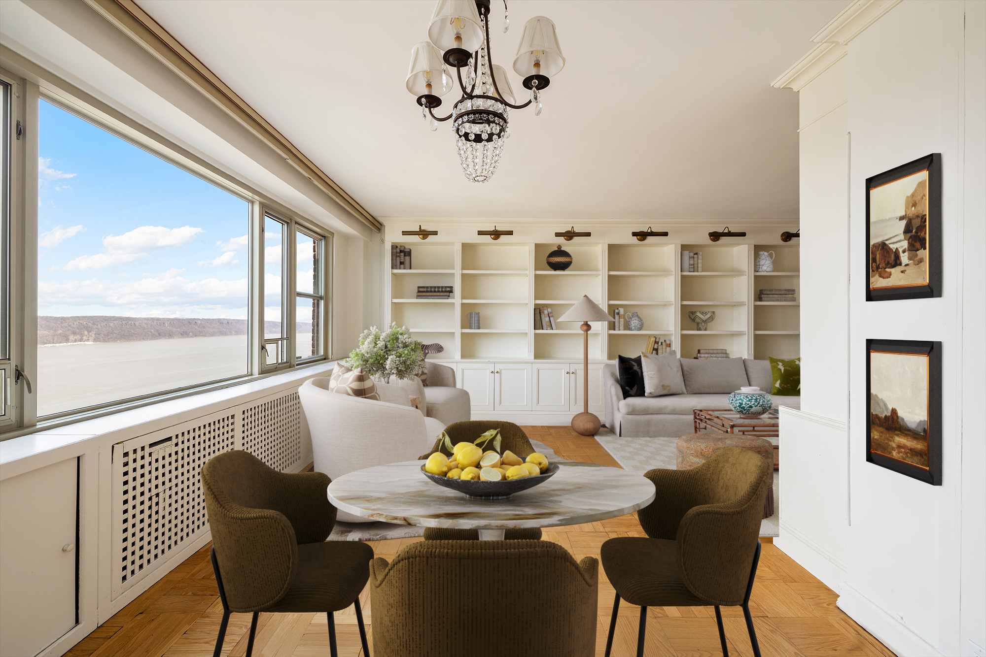 900 West 190th Street, Unit 10O Manhattan, NY 10040 - Photo 2 of 15 a view of a dining room with furniture window and wooden floor