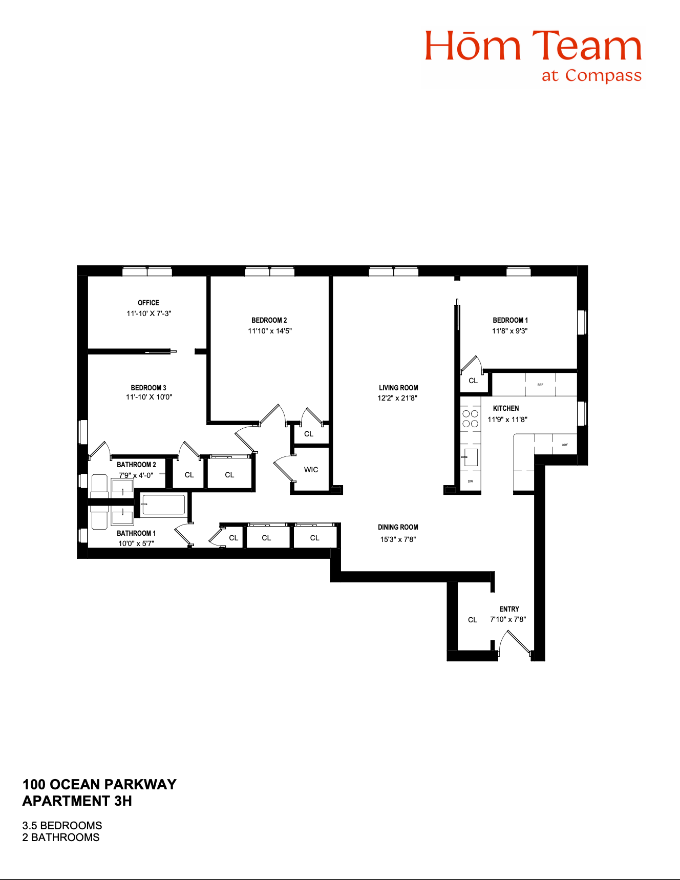 100 Ocean Parkway, Unit 3H Brooklyn, NY 11218 - Photo 11 of 11 a picture of a floor plan