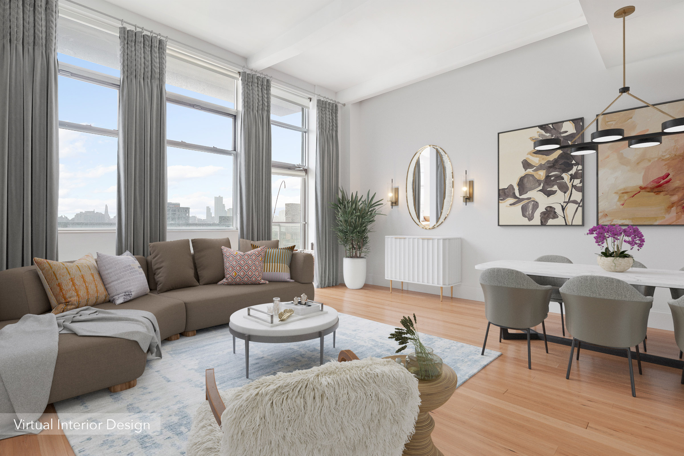 60 Broadway, Unit 6A Brooklyn, NY 11249 - Photo 2 of 14 a living room with furniture and a large window