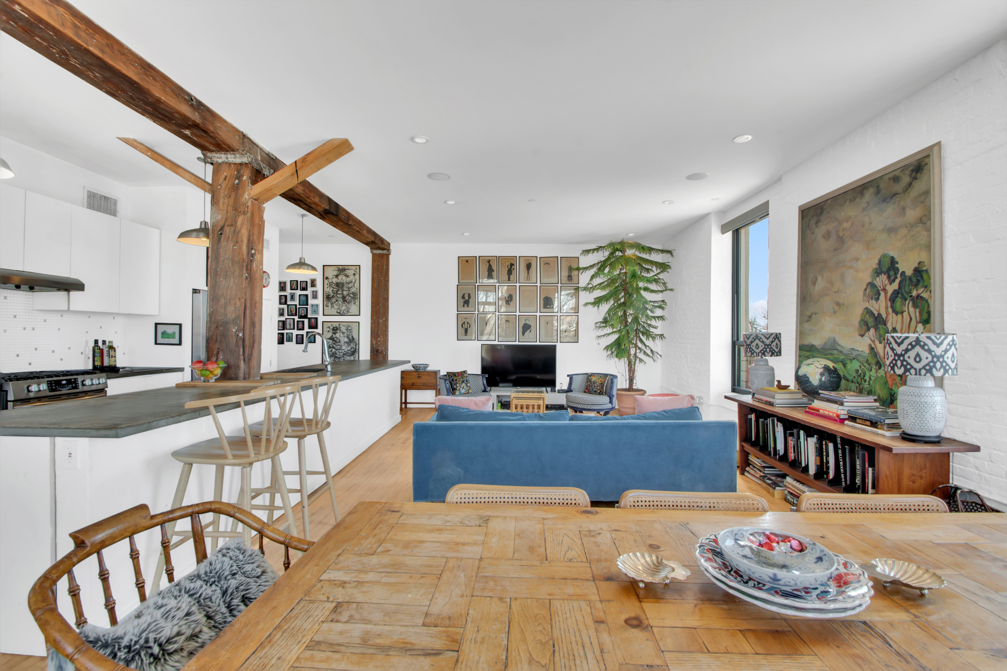 25 Carroll Street, Unit 4C Brooklyn, NY 11231 - Photo 7 of 27 a living room with furniture and a wooden floor