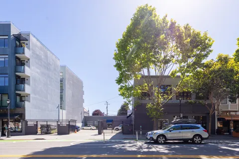 a car parked in front of a building