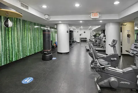 a view of a room with gym equipment