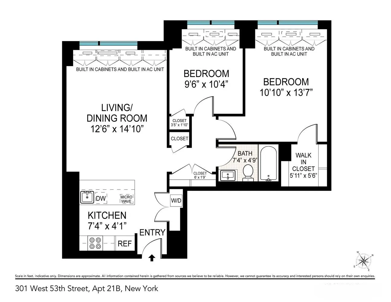 $1,450,000 | 301 West 53rd Street, Unit 21B | Hell's Kitchen