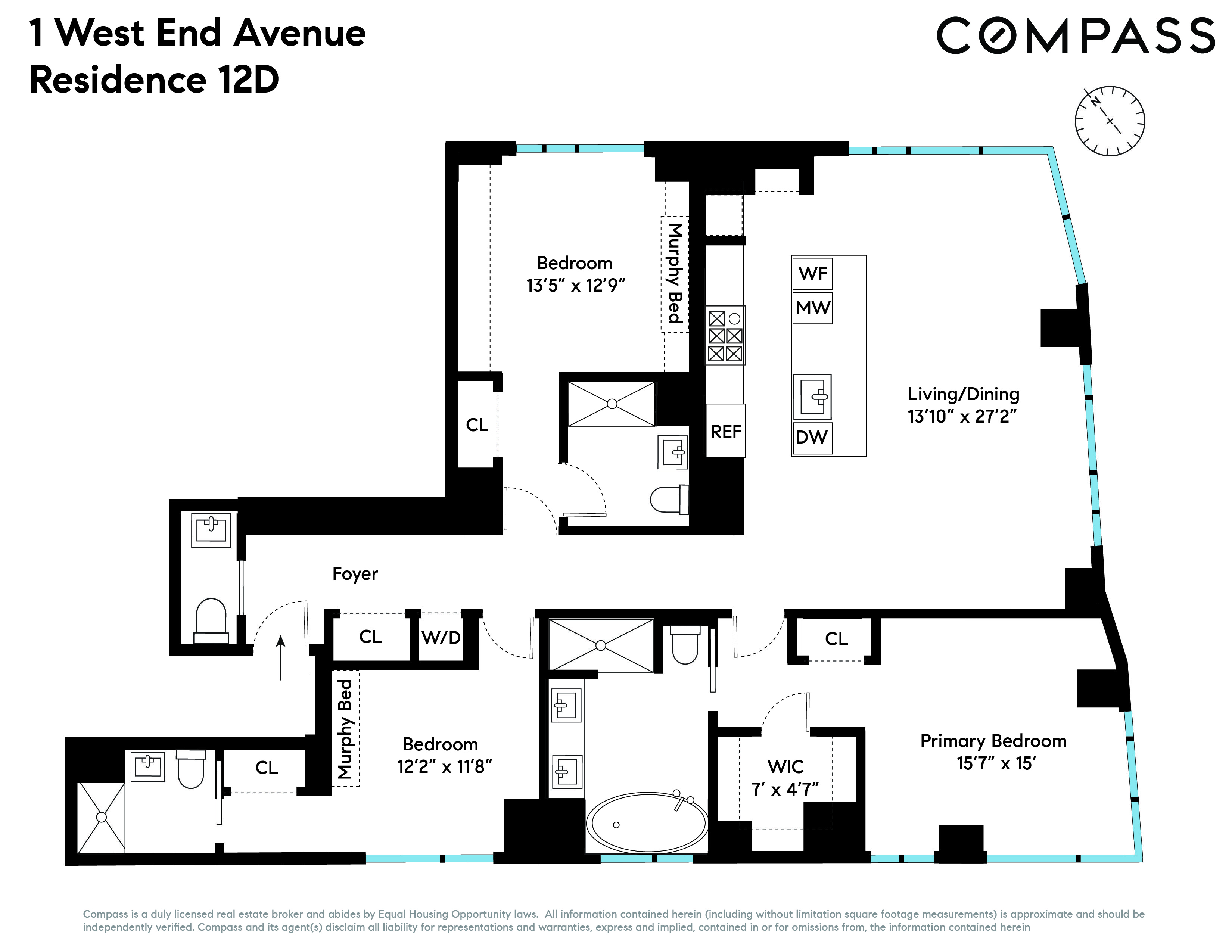 1 West End Avenue, Unit 12D Manhattan, NY 10023 - Photo 32 of 32 a picture of a floor plan