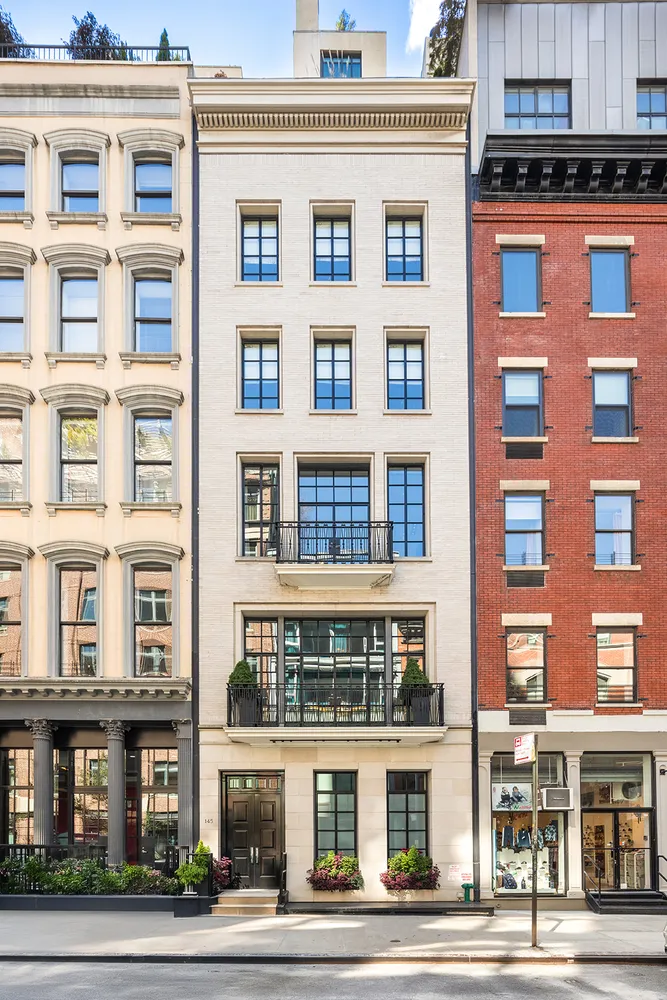 a front view of a multi story building