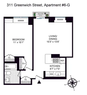 $6,000 | 311 Greenwich Street, Unit 6G | TriBeCa