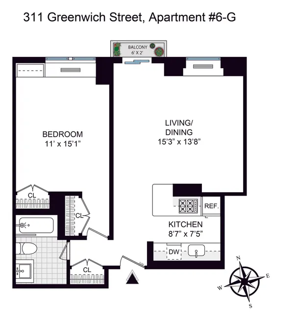 $6,000 | 311 Greenwich Street, Unit 6G | TriBeCa
