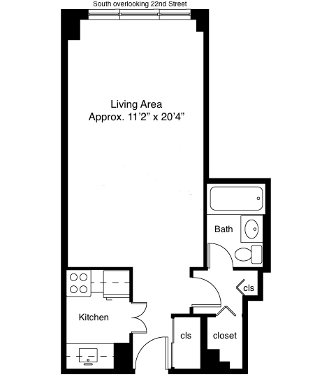 301 East 22nd Street, Unit 5G Manhattan, NY 10010 - Photo 10 of 10 a picture of a bench in front of a wall