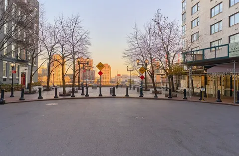a view of a building with a street