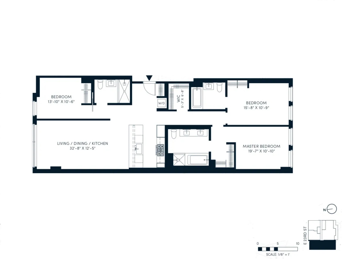 150 East 23rd Street, Unit 3C Manhattan, NY 10010 - Photo 12 of 12 a picture of a floor plan