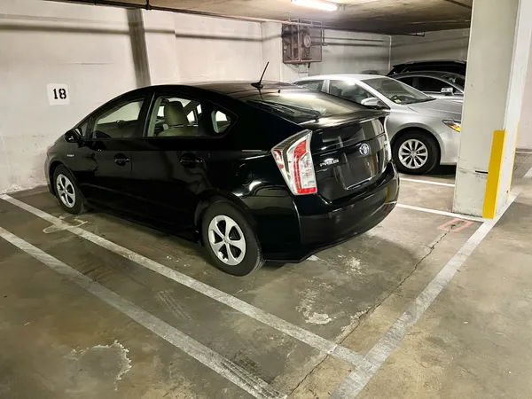 a car parked in a garage