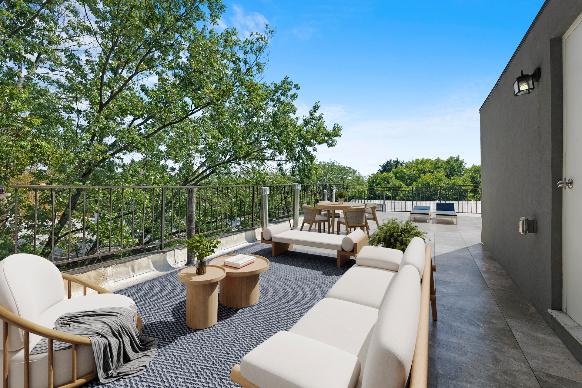 65 Bainbridge Street Brooklyn, NY 11233 - Photo 22 of 24 a view of a patio with couches chairs and a potted plant