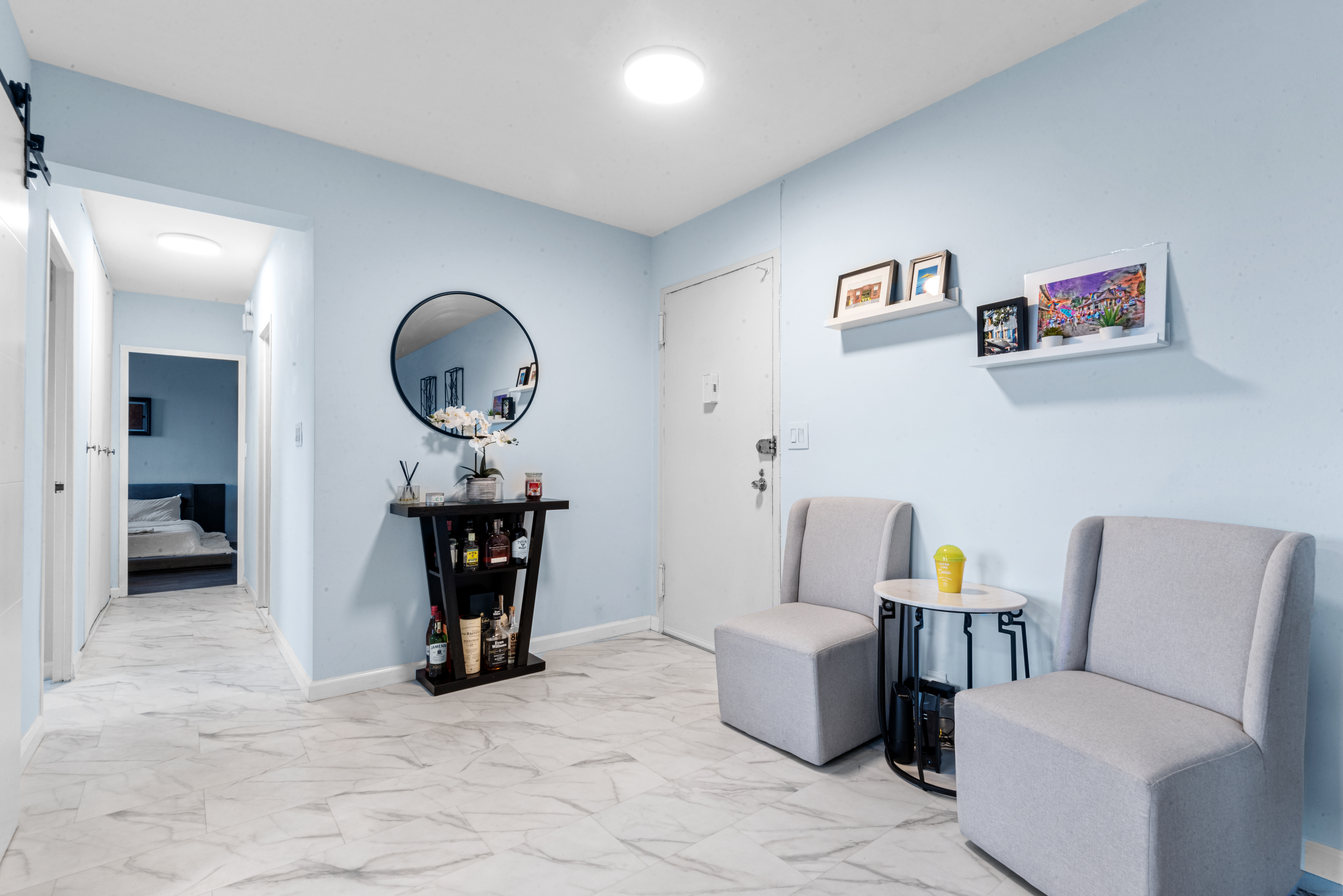 4 Horizon Road, Unit 1013 Fort Lee, NJ 07024 - Photo 9 of 18 a living room with furniture and a fireplace