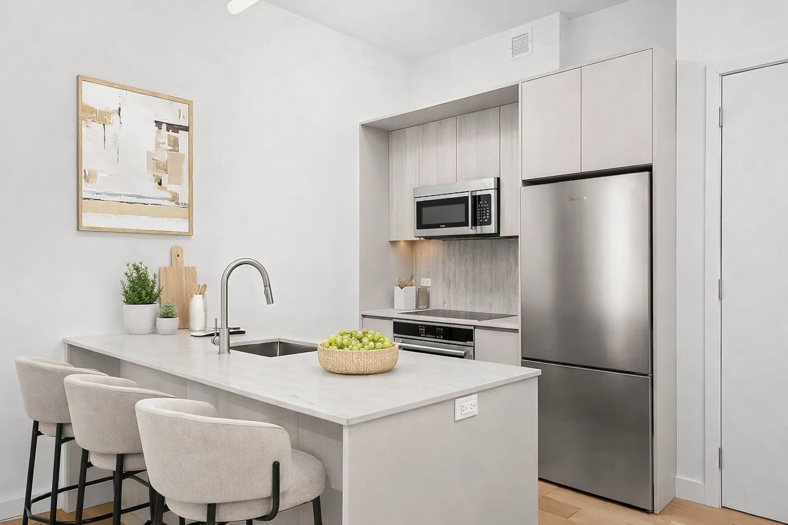130 2nd Street, Unit TH1 Brooklyn, NY 11231 - Photo 5 of 23 a kitchen with refrigerator and cabinets