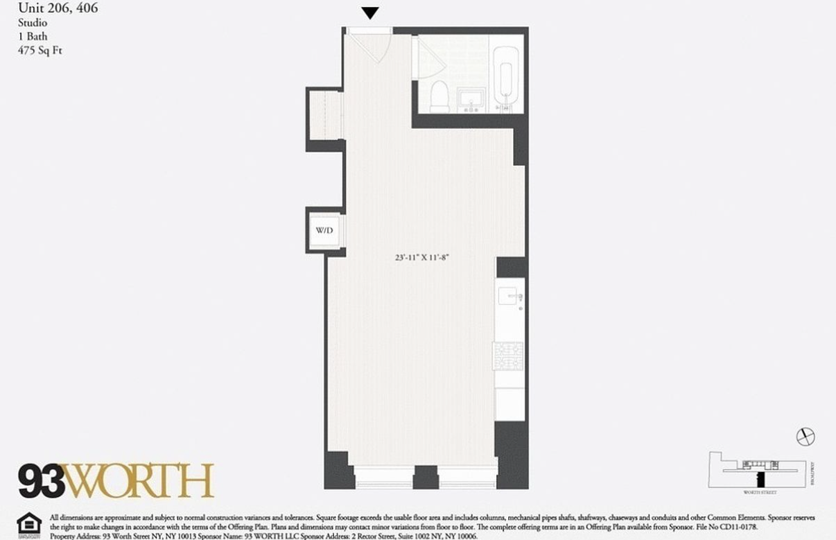 93 Worth Street, Unit 406 Manhattan, NY 10013 - Photo 11 of 11 a picture of floor plan