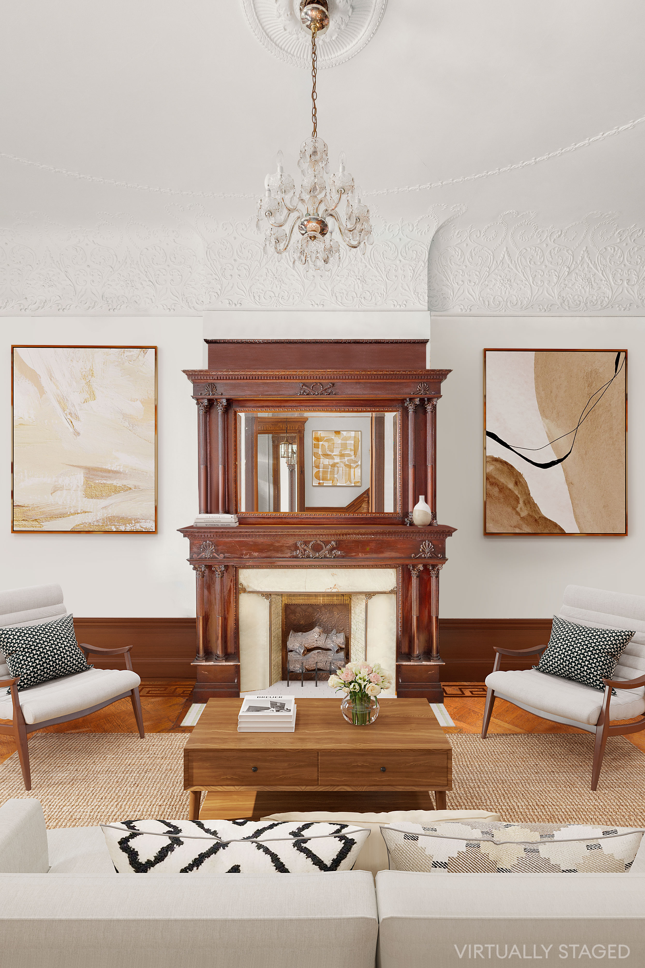 117 West 120th Street Manhattan, NY 10027 - Photo 3 of 31 a living room with furniture and a chandelier