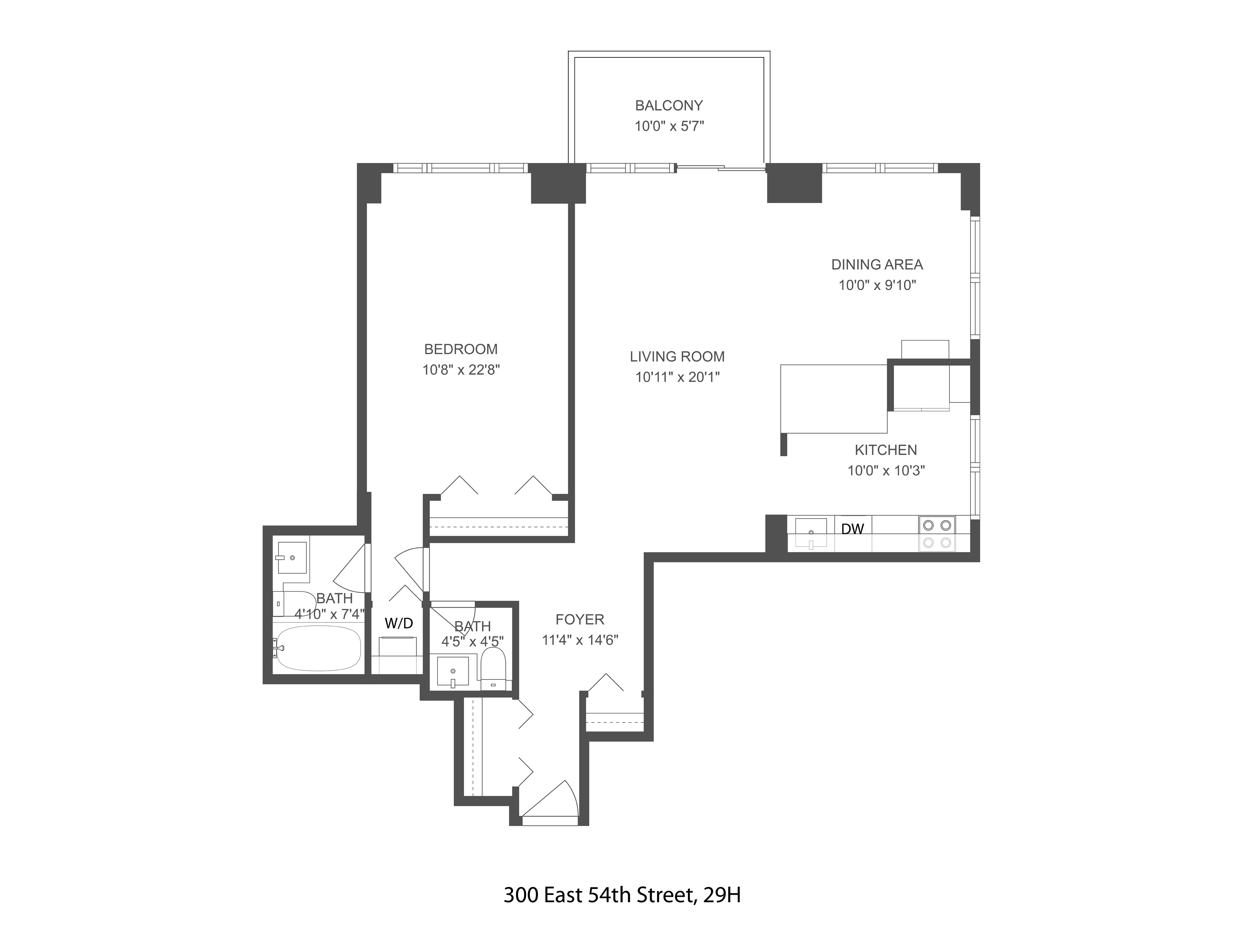 300 East 54th Street, Unit 29H Manhattan, NY 10022 - Photo 13 of 14 a picture of a floor plan