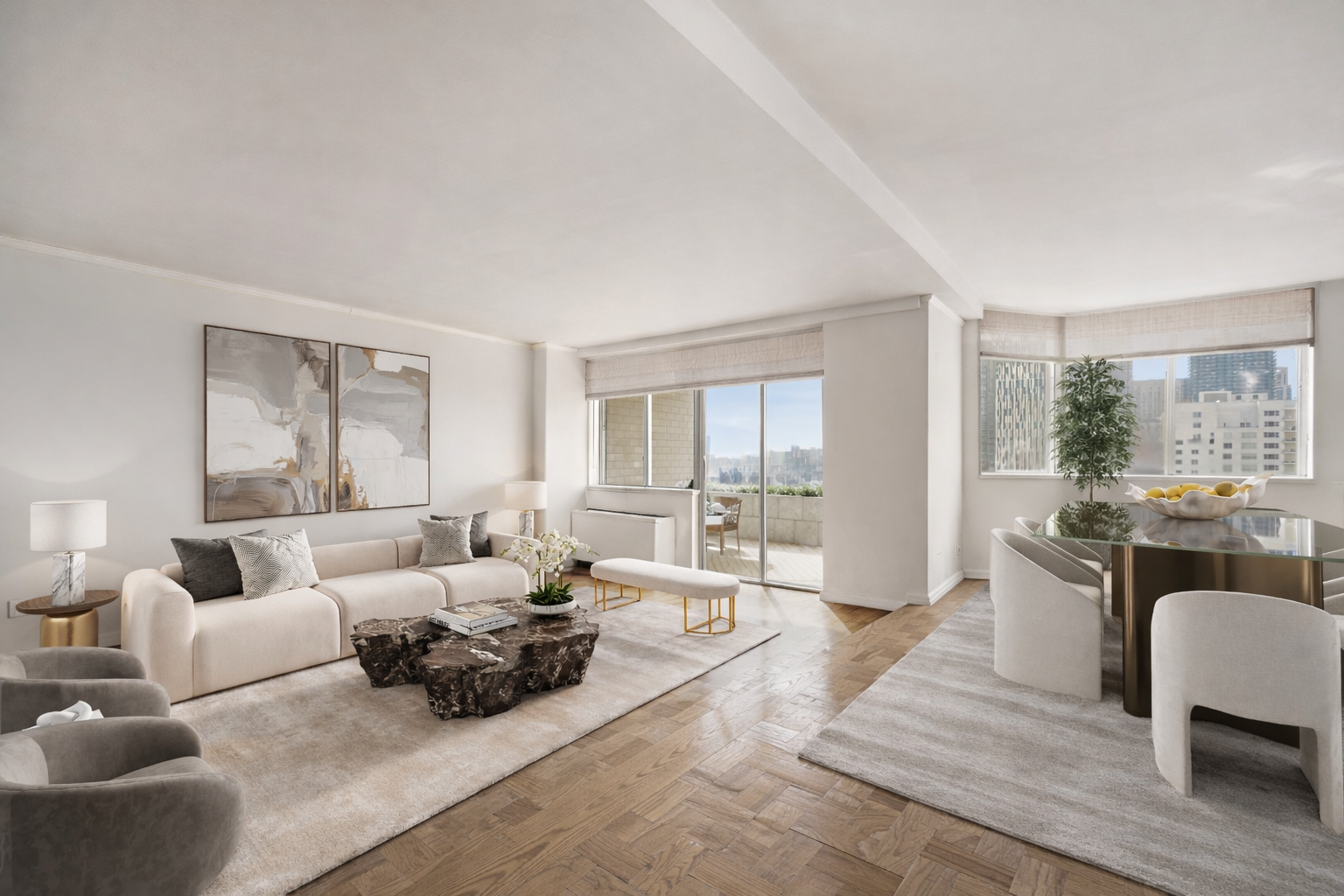 515 East 79th Street, Unit 15A Manhattan, NY 10075 - Photo 3 of 26 a living room with furniture and a large window