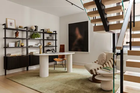 a workspace with furniture