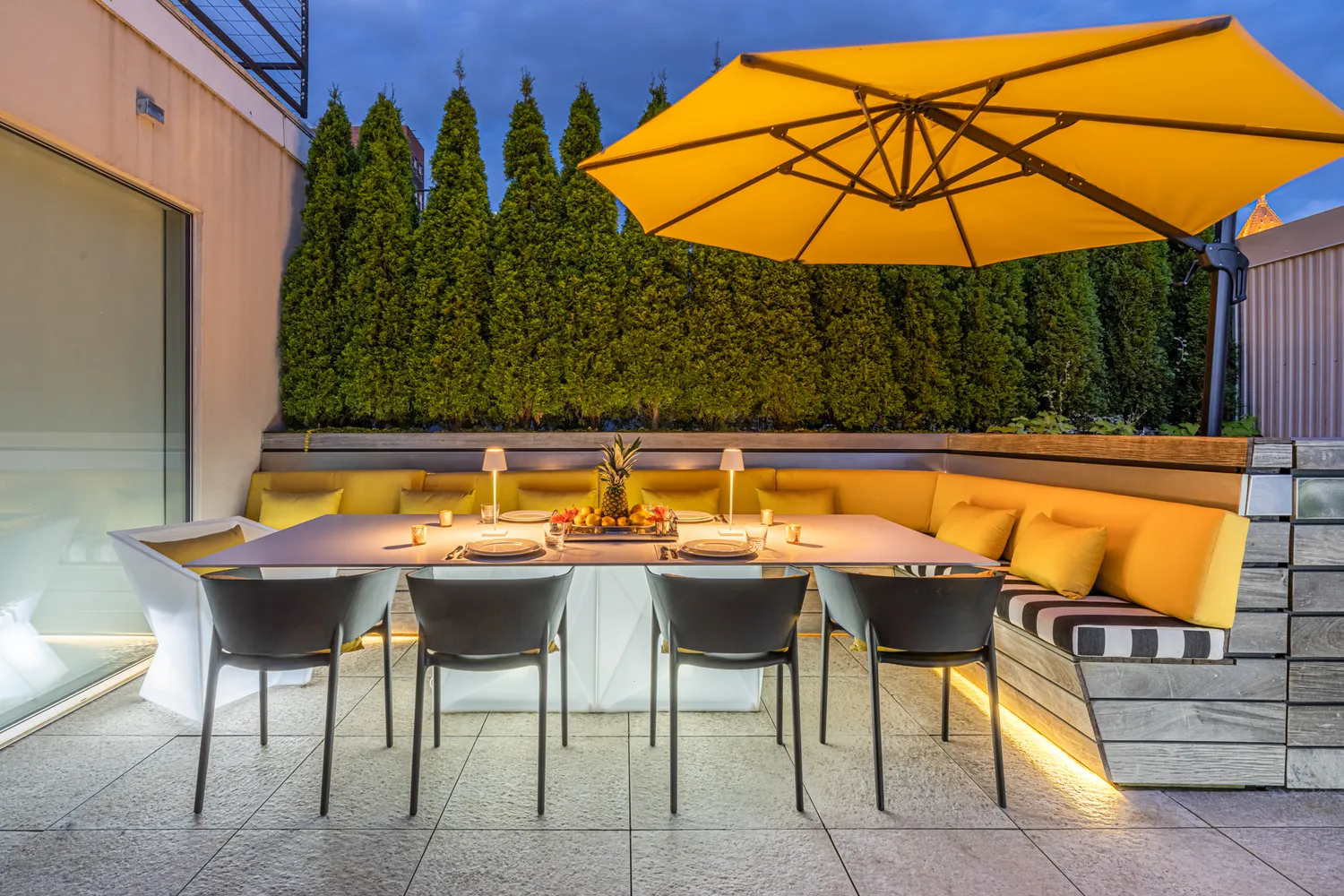 a view of a swimming pool with a lounge chairs