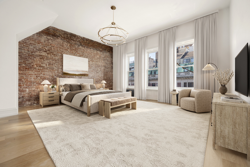 33 West 74th Street, Unit 2 Manhattan, NY 10023 - Photo 6 of 15 a spacious bedroom with a bed and glass wall