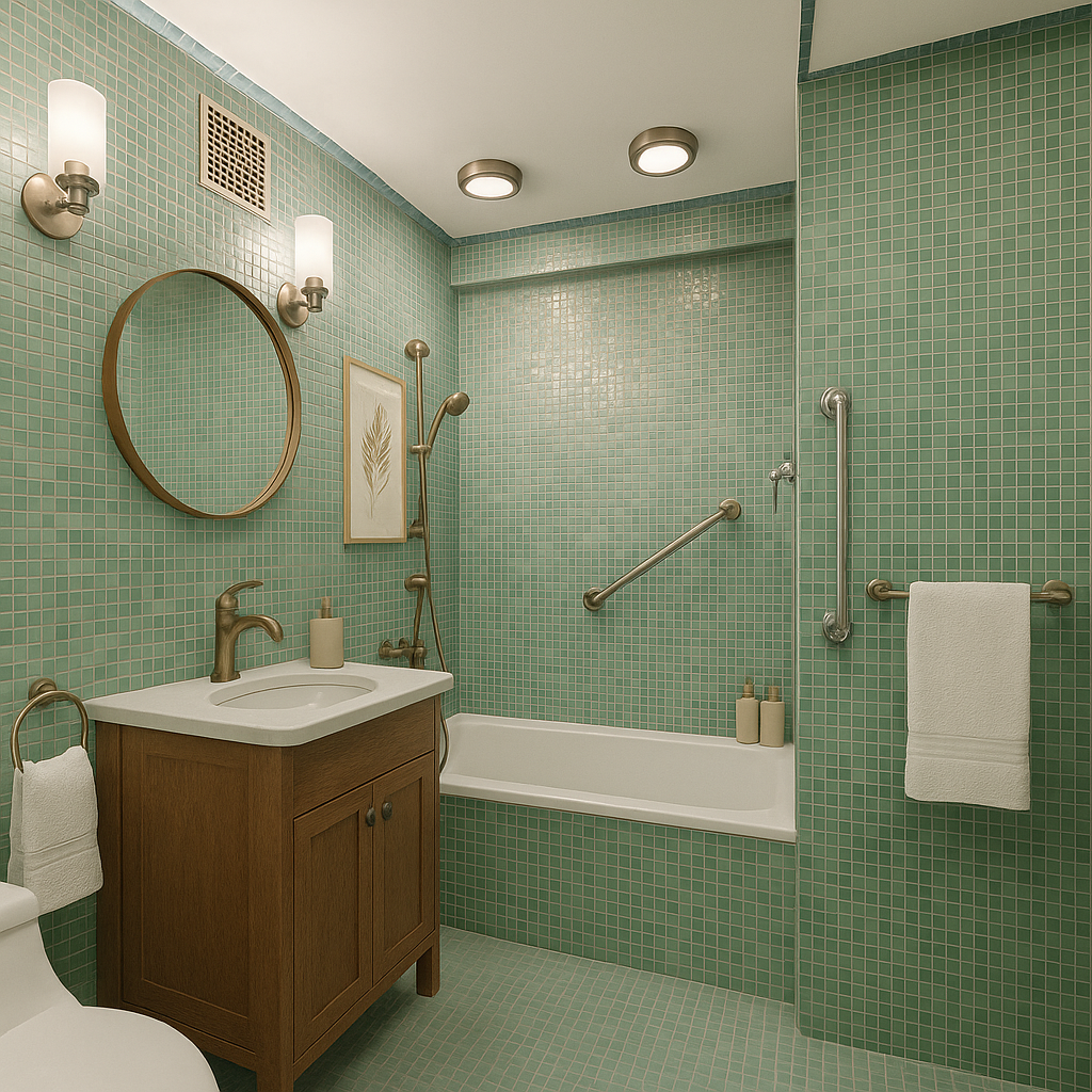 1025 5th Avenue, Unit 7AS Manhattan, NY 10028 - Photo 13 of 16 a bathroom with a sink mirror toilet and bathtub