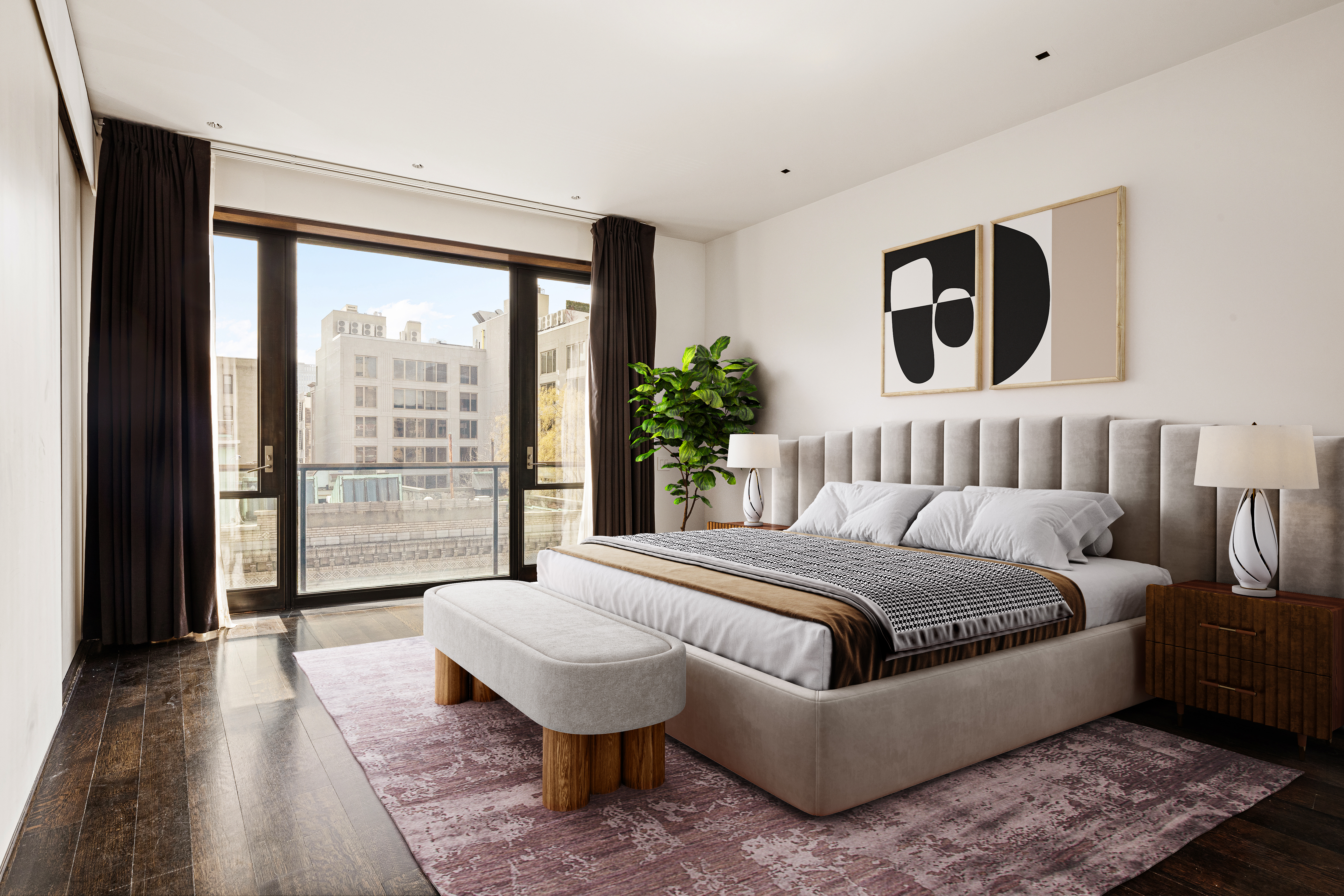 35 Spring Street Manhattan, NY 10012 - Photo 6 of 14 a spacious bedroom with a bed and glass window