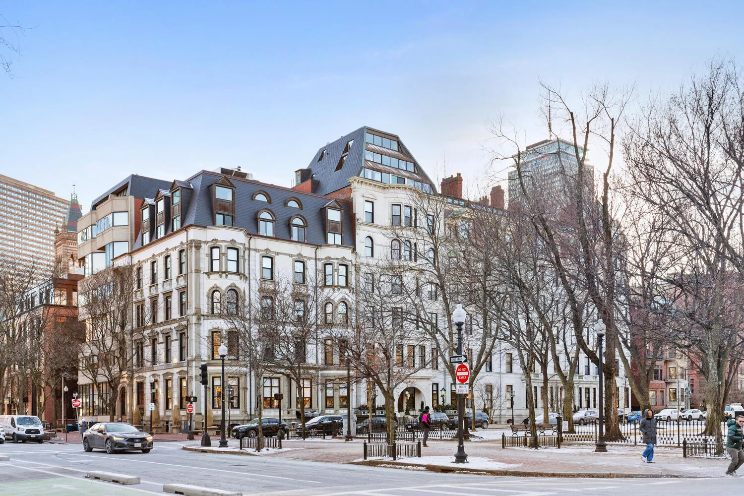 a view of a building and a street