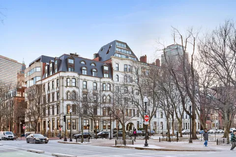 a view of a building and a street