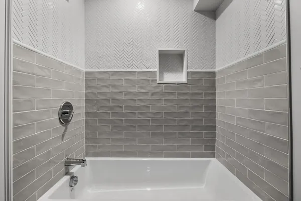 a bathroom with a bathtub