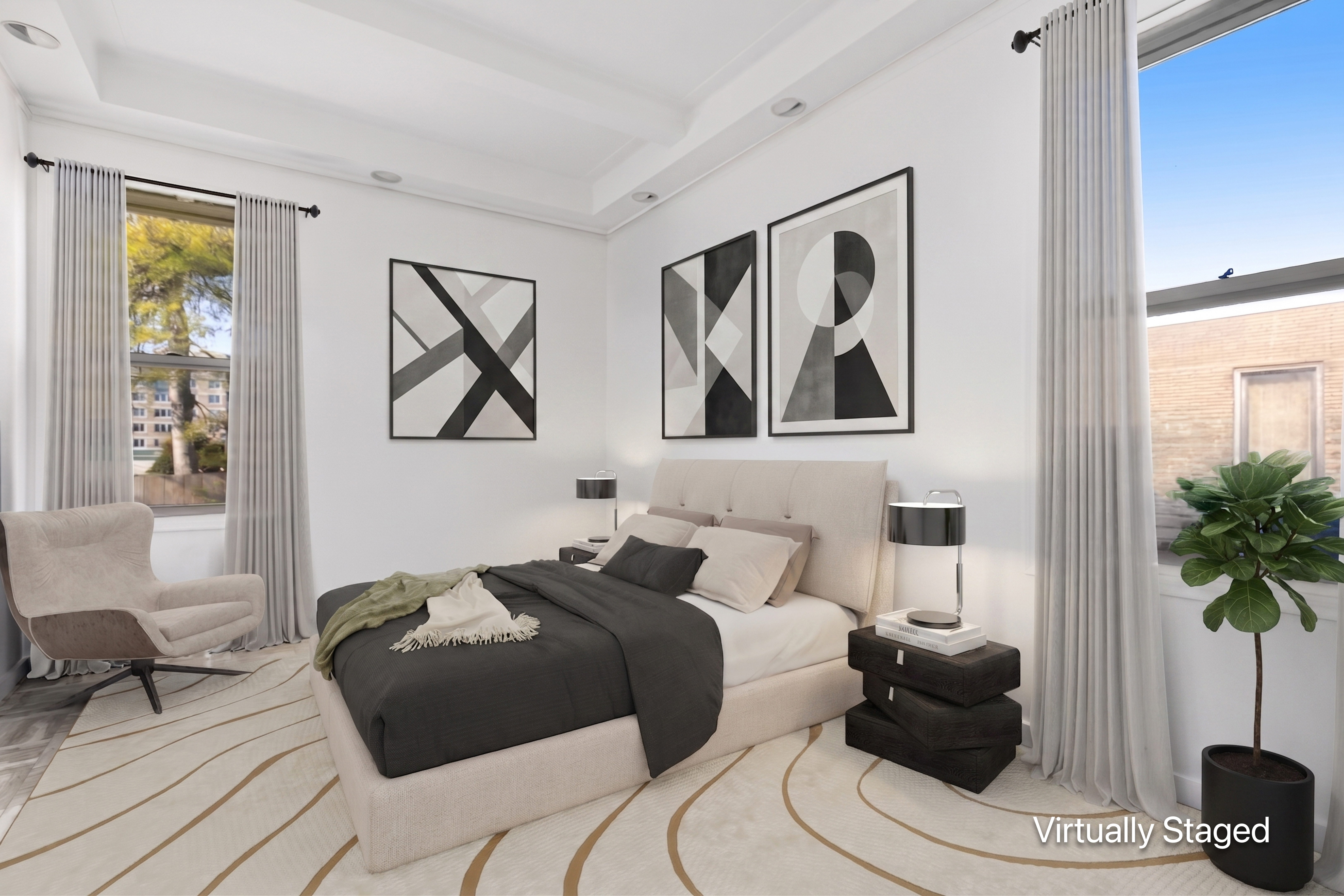470 West End Avenue, Unit PH-G New York, NY 10024 - Photo 10 of 22 a bedroom with a bed and a potted plant