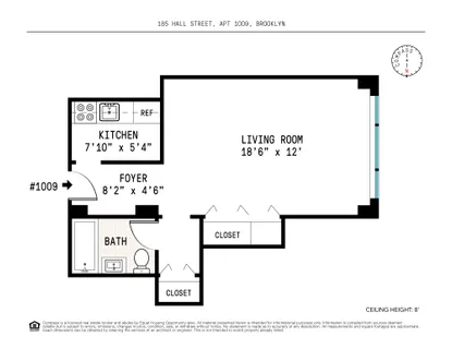 $355,000 | 185 Hall Street, Unit 1009 | Clinton Hill