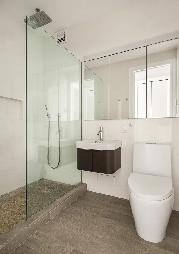 a bathroom with a sink and mirror