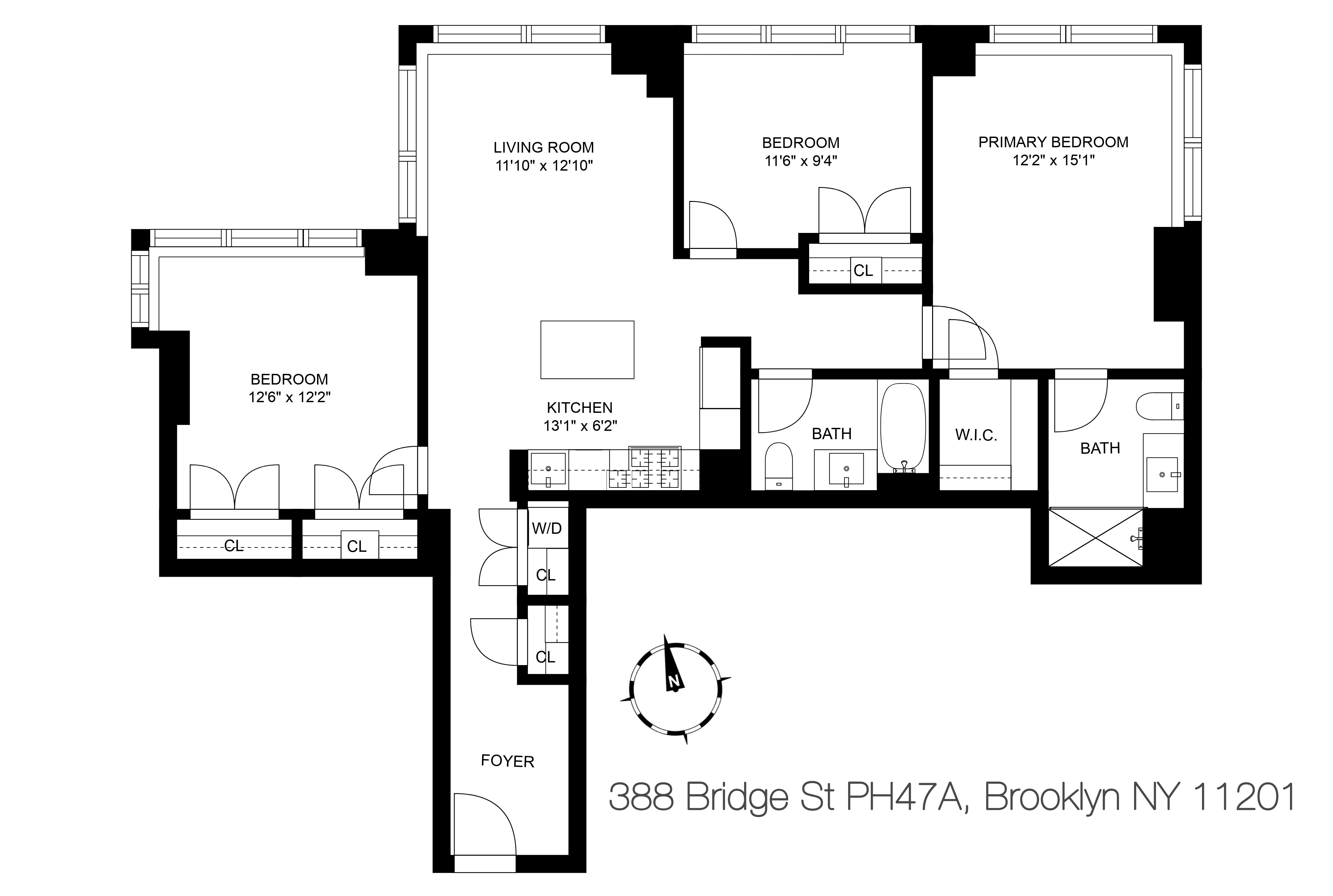 388 Bridge Street, Unit PH47A Brooklyn, NY 11201 - Photo 12 of 12 a picture of a floor plan