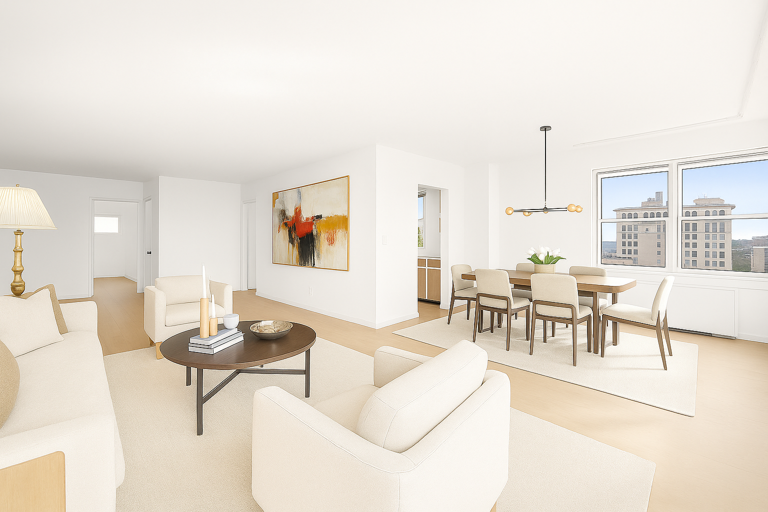 20 East 9th Street, Unit 18E Manhattan, NY 10003 - Photo 7 of 40 a living room with furniture and a large window