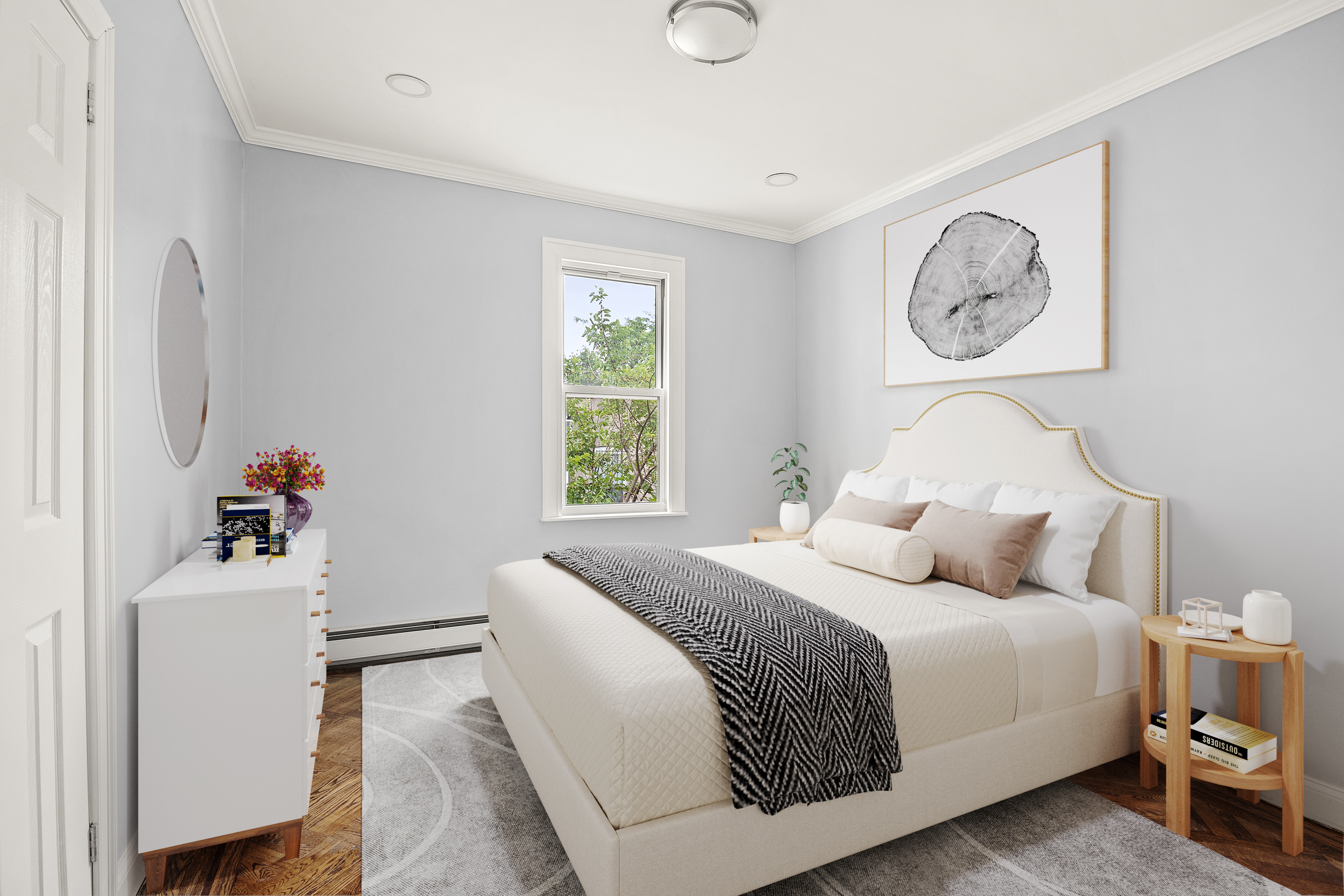 806 East 48th Street Brooklyn, NY 11203 - Photo 6 of 13 a bedroom with a bed and a table in it