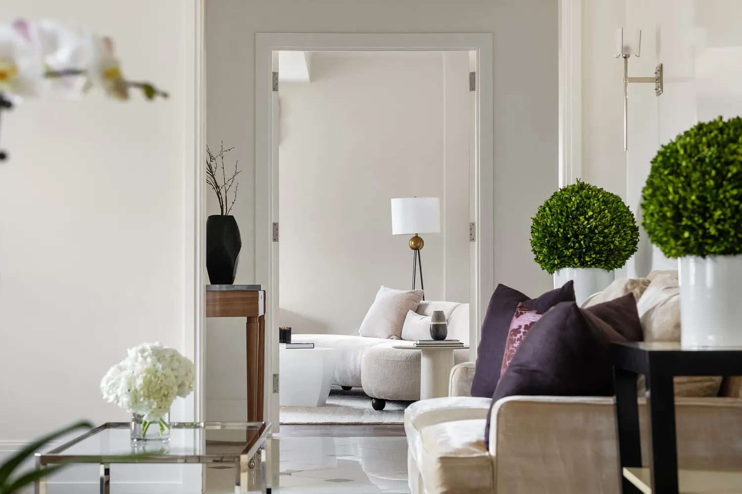 a living room with furniture