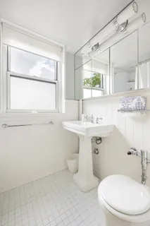 a bathroom with a sink toilet and mirror
