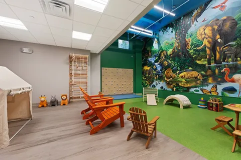 a outdoor space with lots of furniture and garden