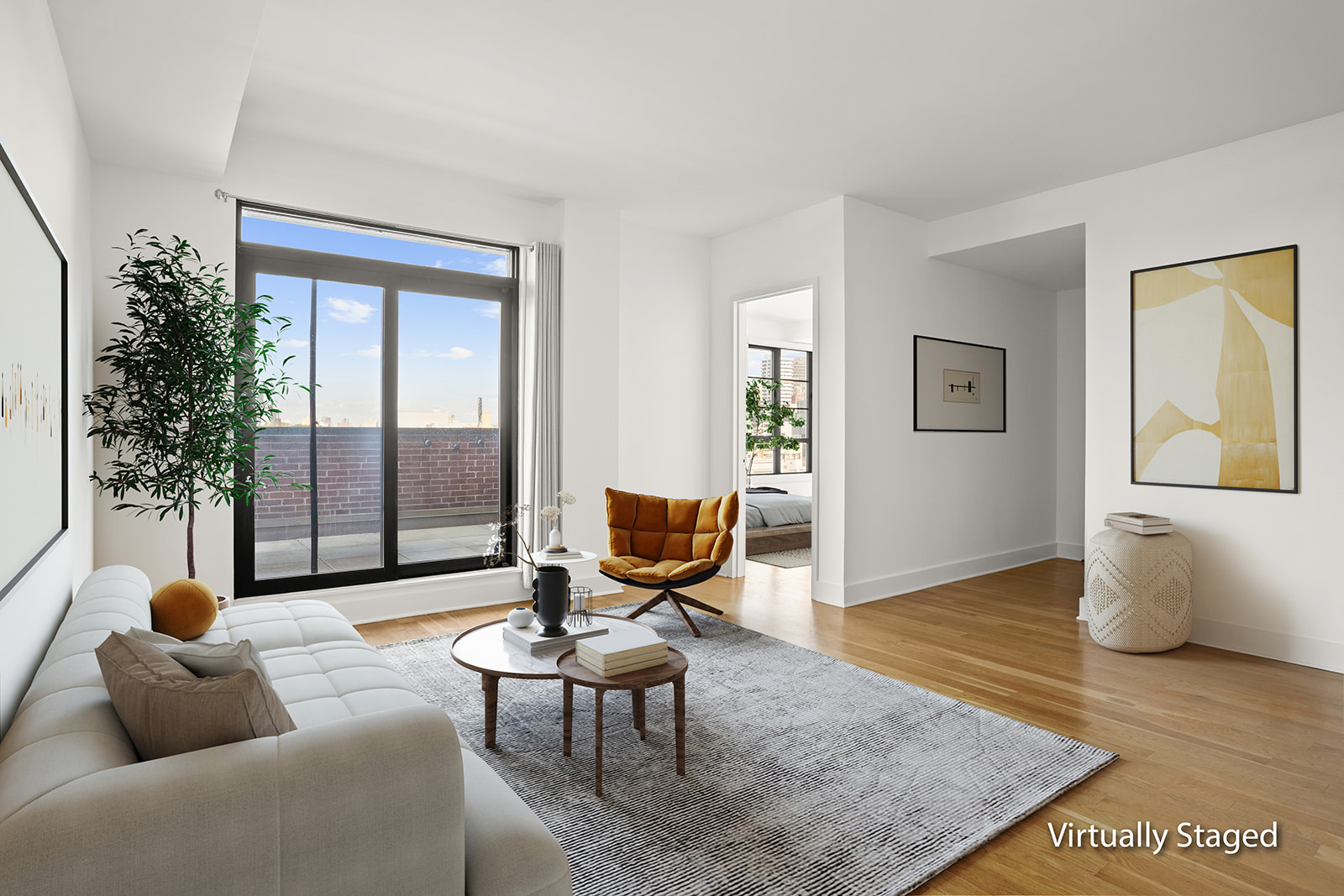 21-10 44th Drive, Unit PHA Queens, NY 11101 - Photo 2 of 18 a living room with furniture and wooden floor