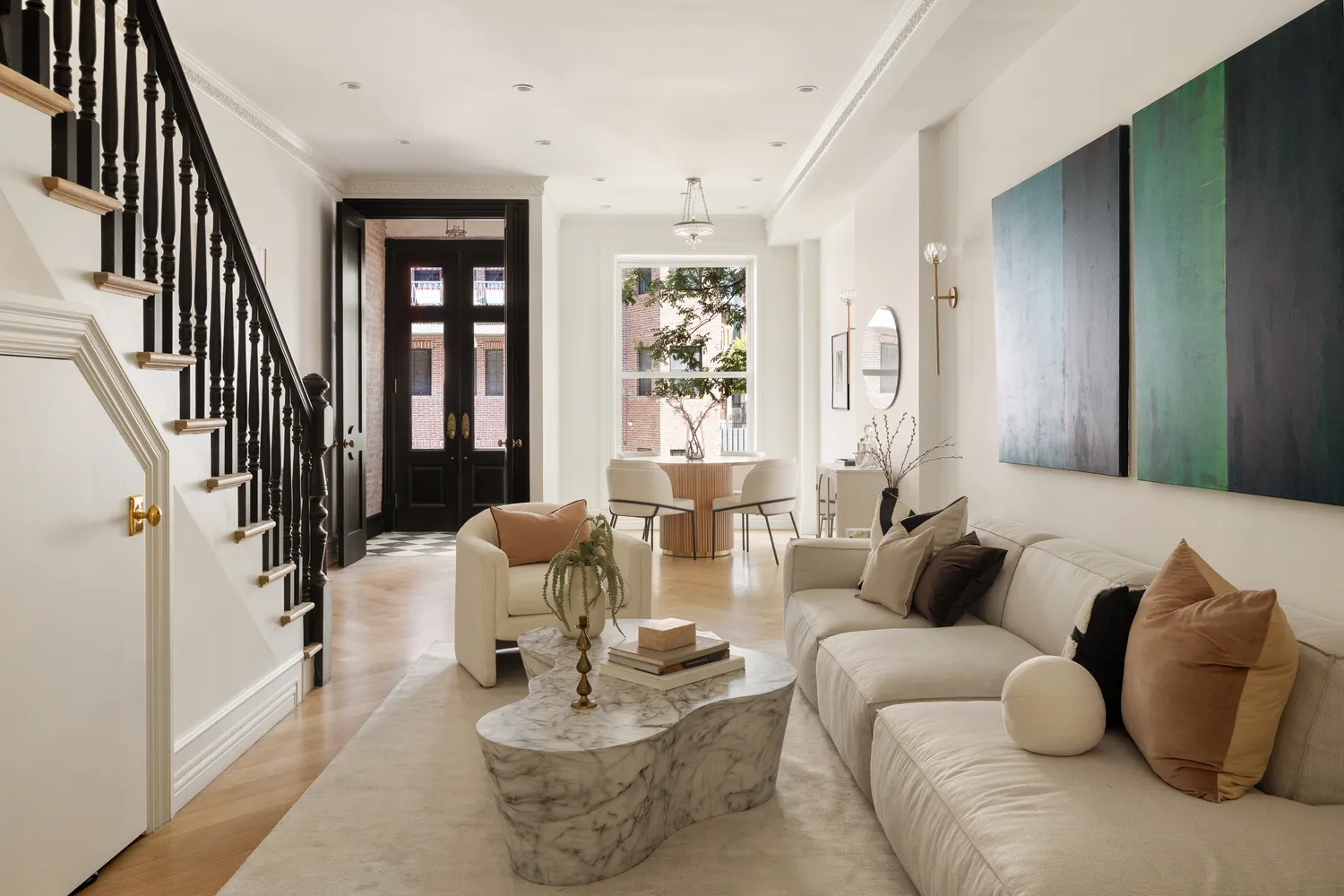 a living room with furniture