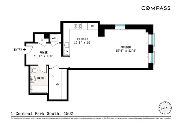 $1,395,000 | 1 Central Park South, Unit 1502 | Central Park South