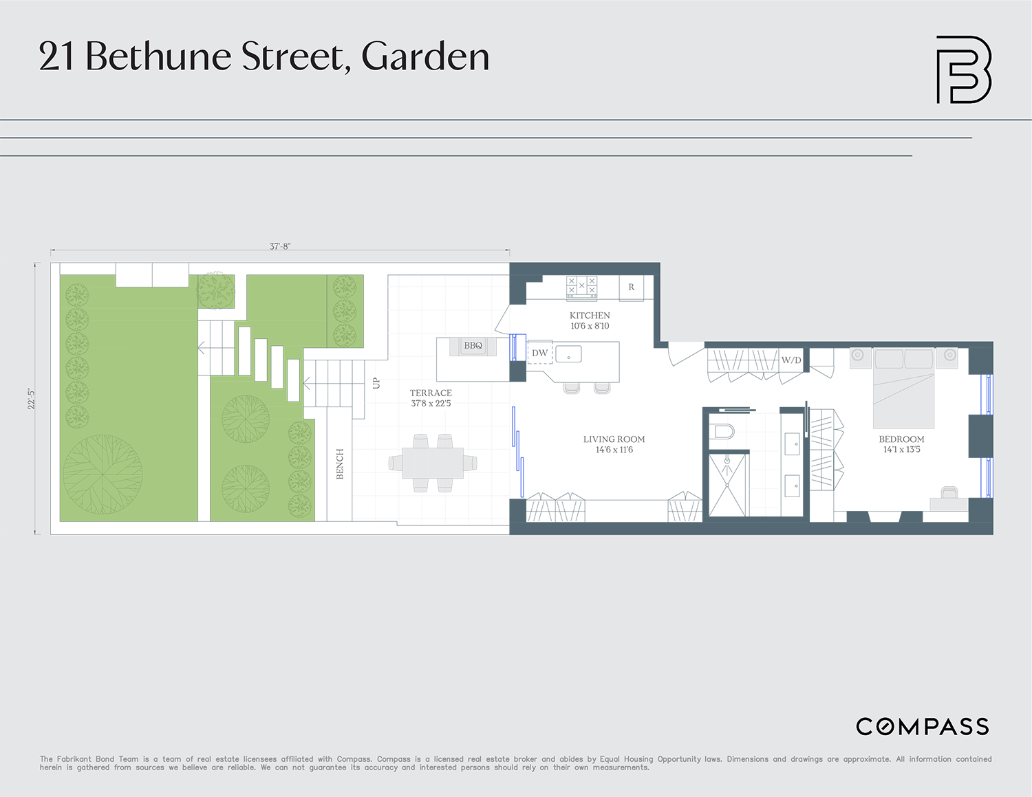 21 Bethune Street, Unit GARDEN Manhattan, NY 10014 - Photo 12 of 12 a picture of a bench in a parking lot