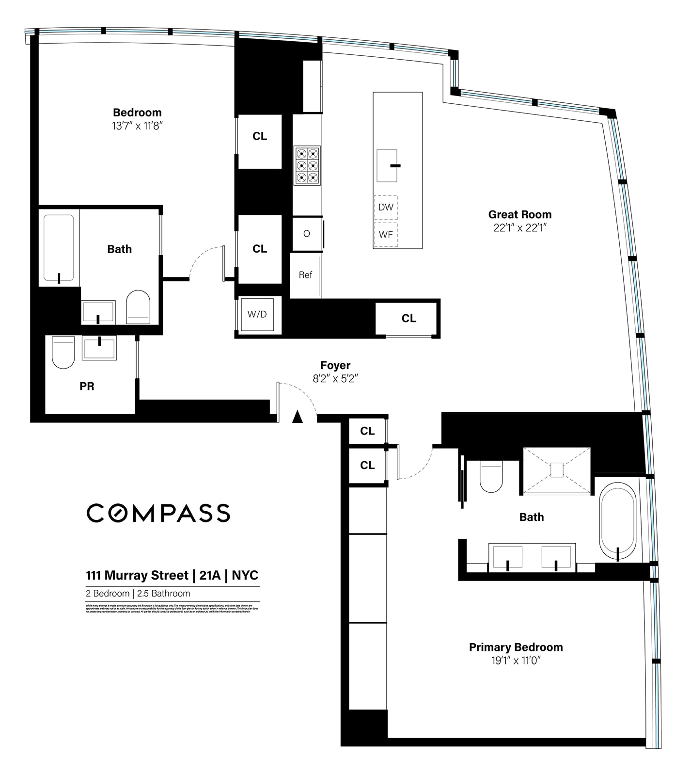 111 Murray Street, Unit 21A Manhattan, NY 10007 - Photo 14 of 14 a picture of a floor plan