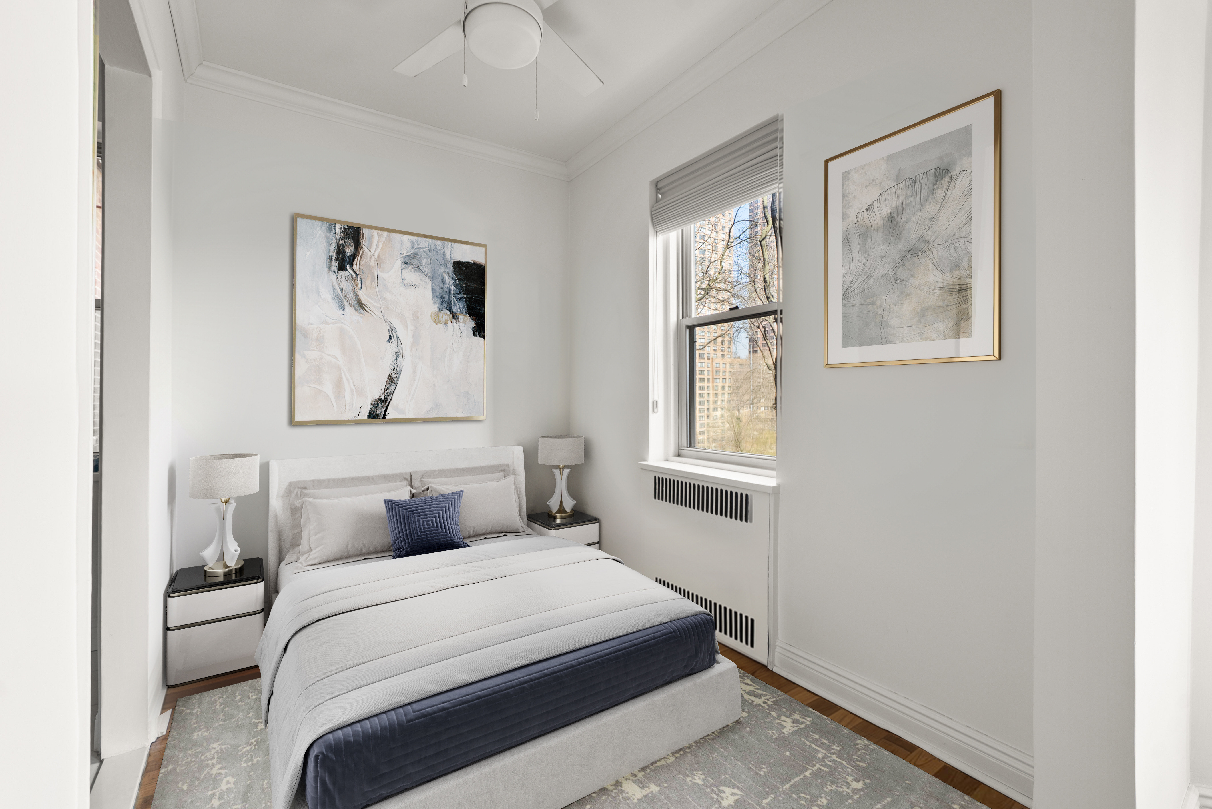 530 East 90th Street, Unit 2M Manhattan, NY 10128 - Photo 4 of 12 a bedroom with a bed and a painting on the wall
