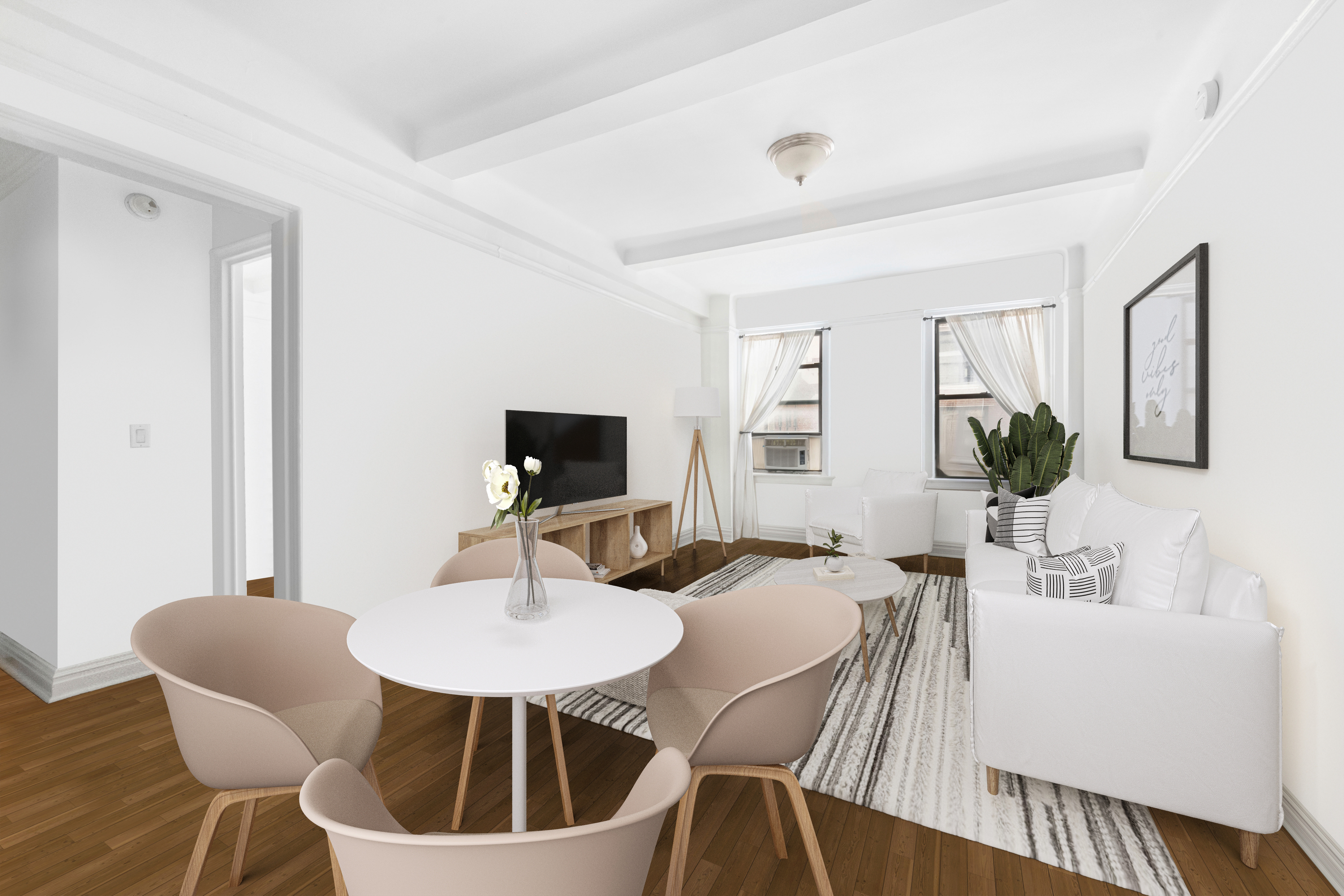 142 East 49th Street, Unit 7B Manhattan, NY 10017 - Photo 1 of 11 a view of a dining room with furniture and wooden floor
