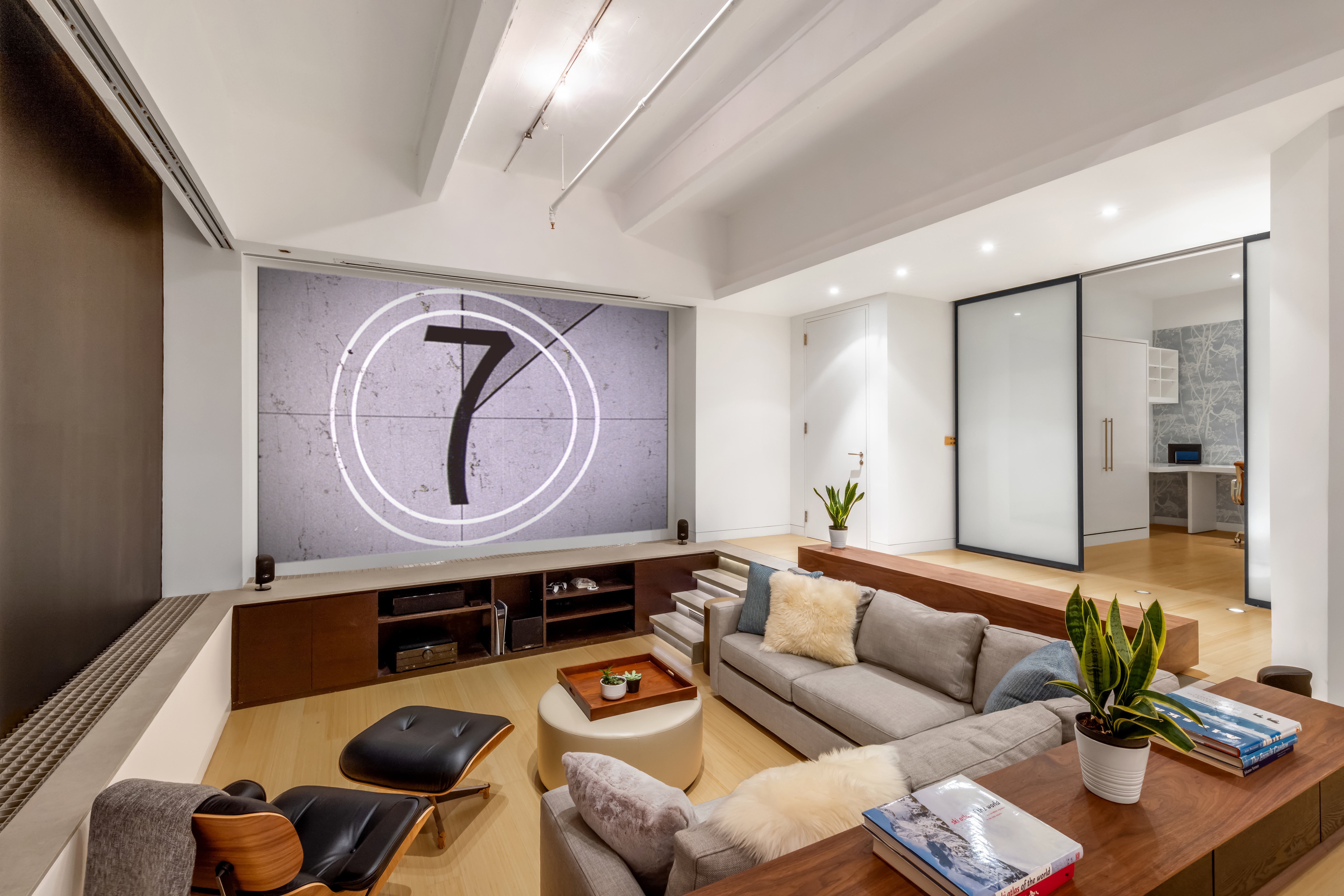 70 Washington Street, Unit 2K Brooklyn, NY 11201 - Photo 10 of 18 a living room with furniture a mirror and white walls